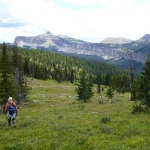 Descending into Cliff Creek Drainage with Sphinx Peak in Background.