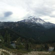 Panographic shot of Rainier from Tolmie Peak